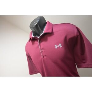 Under Armour Golf Polo Shirt Mens Large Maroon Athletic Loose Fit Short Sleeve